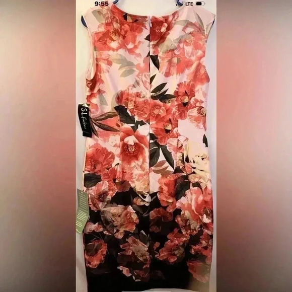 S.L. Fashions NWT!Sleeveless Dress Size 12 Pink Floral NEW Knee Length - Picture 7 of 10